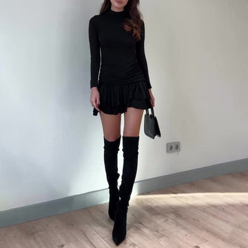 Folds Slimmed Super Short Sexy Goddess 2024 Spring Dress